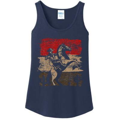 Retro Horse Riding Western Cowboy Ladies Essential Tank