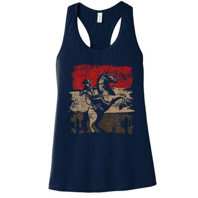 Retro Horse Riding Western Cowboy Women's Racerback Tank