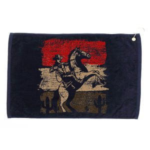 Retro Horse Riding Western Cowboy Grommeted Golf Towel