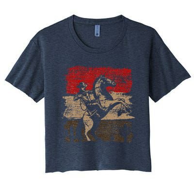 Retro Horse Riding Western Cowboy Women's Crop Top Tee