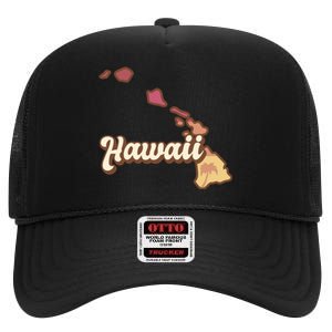 Retro Hawaii High Crown Mesh Back Trucker Hat