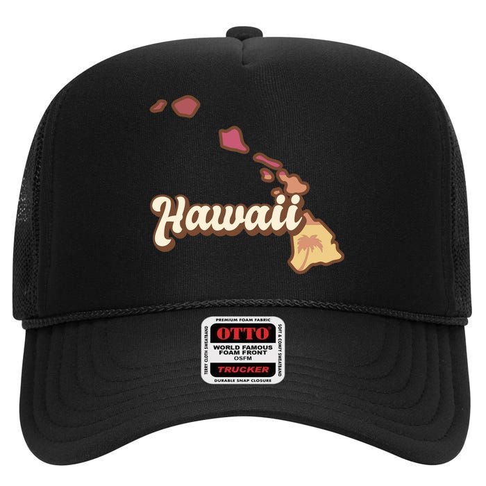 Retro Hawaii High Crown Mesh Back Trucker Hat