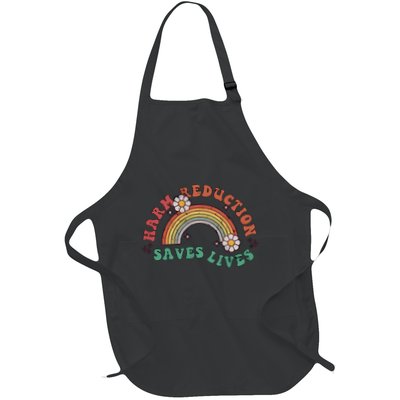 Retro Harm Reduction Saves Lives Overdose Awareness Rainbow Full-Length Apron With Pockets