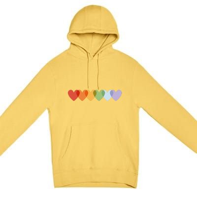 Rainbow Hearts Premium Pullover Hoodie