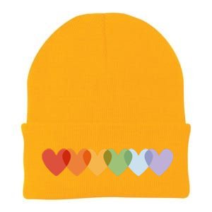 Rainbow Hearts Knit Cap Winter Beanie