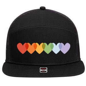 Rainbow Hearts 7 Panel Mesh Trucker Snapback Hat