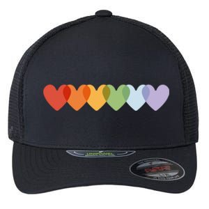 Rainbow Hearts Flexfit Unipanel Trucker Cap