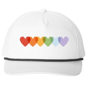 Rainbow Hearts Snapback Five-Panel Rope Hat