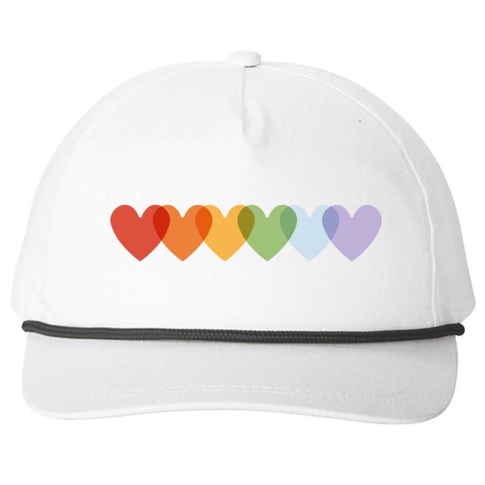 Rainbow Hearts Snapback Five-Panel Rope Hat