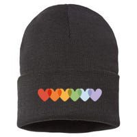 Rainbow Hearts Sustainable Knit Beanie