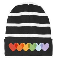 Rainbow Hearts Striped Beanie with Solid Band