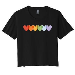 Rainbow Hearts Women's Crop Top Tee