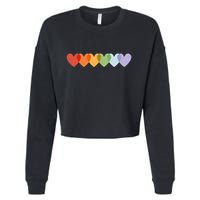 Rainbow Hearts Cropped Pullover Crew