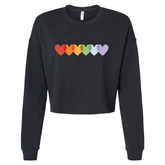 Rainbow Hearts Cropped Pullover Crew
