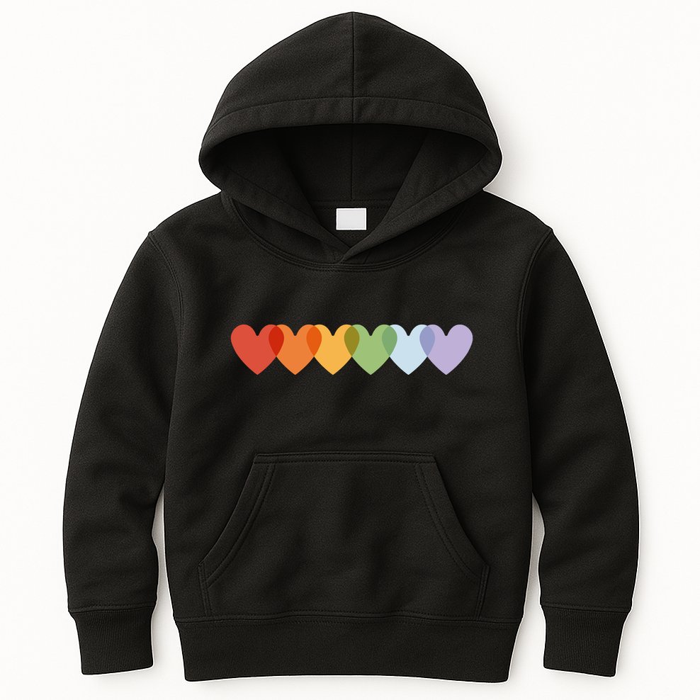 Rainbow Hearts Kids Hoodie