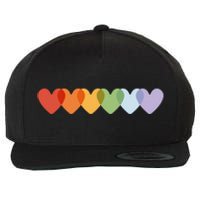 Rainbow Hearts Wool Snapback Cap