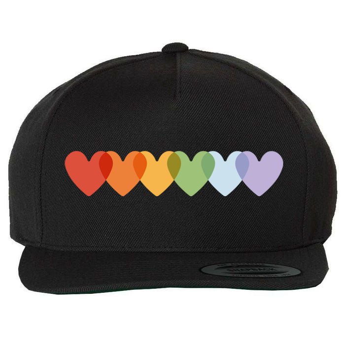 Rainbow Hearts Wool Snapback Cap