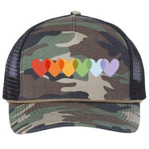 Rainbow Hearts Retro Rope Trucker Hat Cap