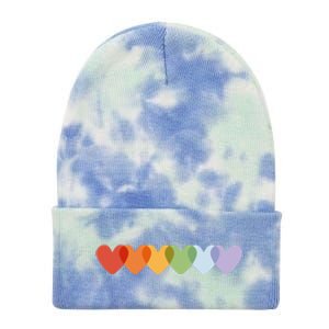 Rainbow Hearts Tie Dye 12in Knit Beanie