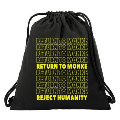 Reject Humanity Return To Monke Funny Monkey Drawstring Bag