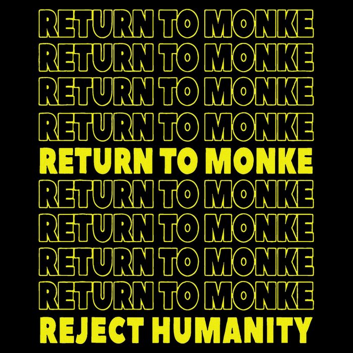 Reject Humanity Return To Monke Funny Monkey Drawstring Bag