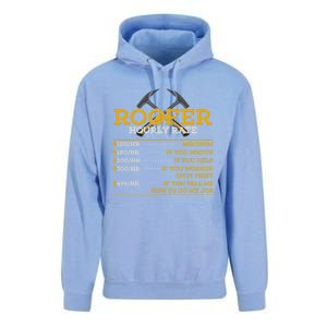 Roofer Hourly Rate Funny Roofer Gift Cool Gift Unisex Surf Hoodie