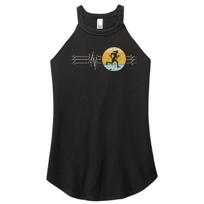 Running Heartbeat Runner Vintage Sunset Gift Women’s Perfect Tri Rocker Tank