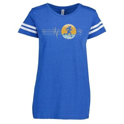 Running Heartbeat Runner Vintage Sunset Gift Enza Ladies Jersey Football T-Shirt