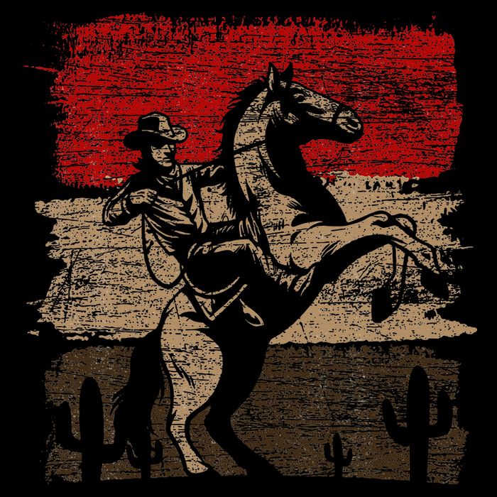 Retro Horse Riding Western Cowboy Cooling Performance Crew T-Shirt