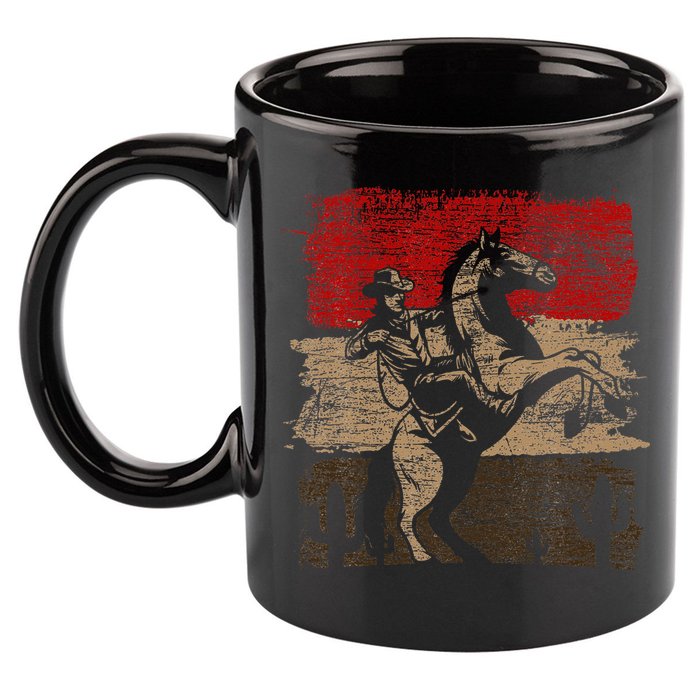 Retro Horse Riding Western Cowboy 11oz C Handle Ceramic Mug