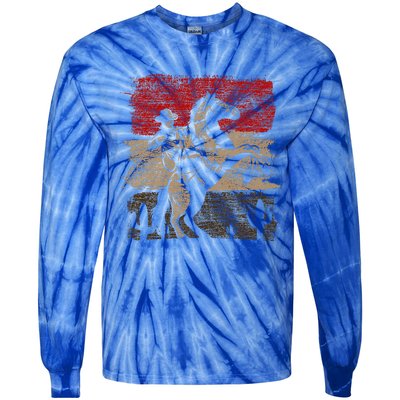 Retro Horse Riding Western Cowboy Tie-Dye Long Sleeve Shirt