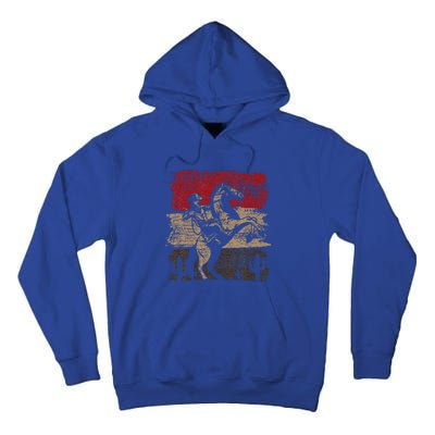 Retro Horse Riding Western Cowboy Tall Hoodie