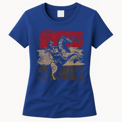 Retro Horse Riding Western Cowboy Womens T-Shirt