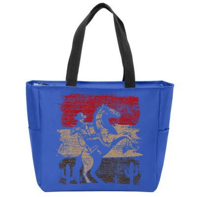 Retro Horse Riding Western Cowboy Zip Tote Bag