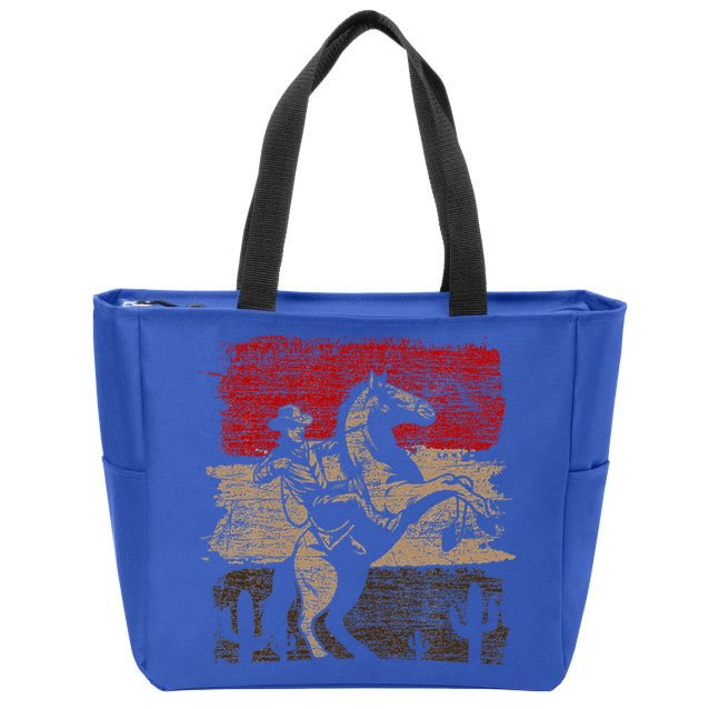 Retro Horse Riding Western Cowboy Zip Tote Bag