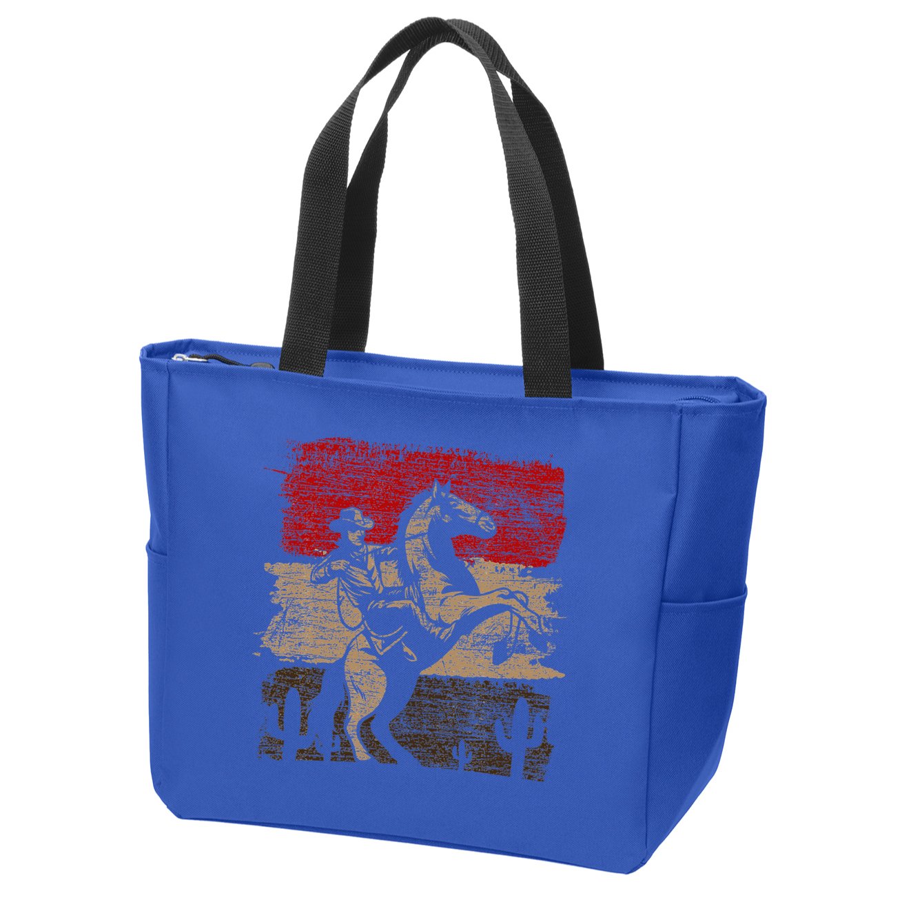 Retro Horse Riding Western Cowboy Zip Tote Bag