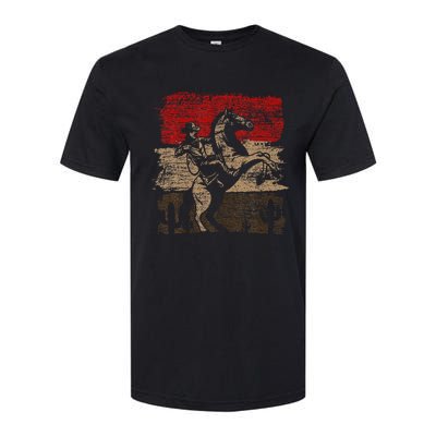 Retro Horse Riding Western Cowboy Softstyle CVC T-Shirt