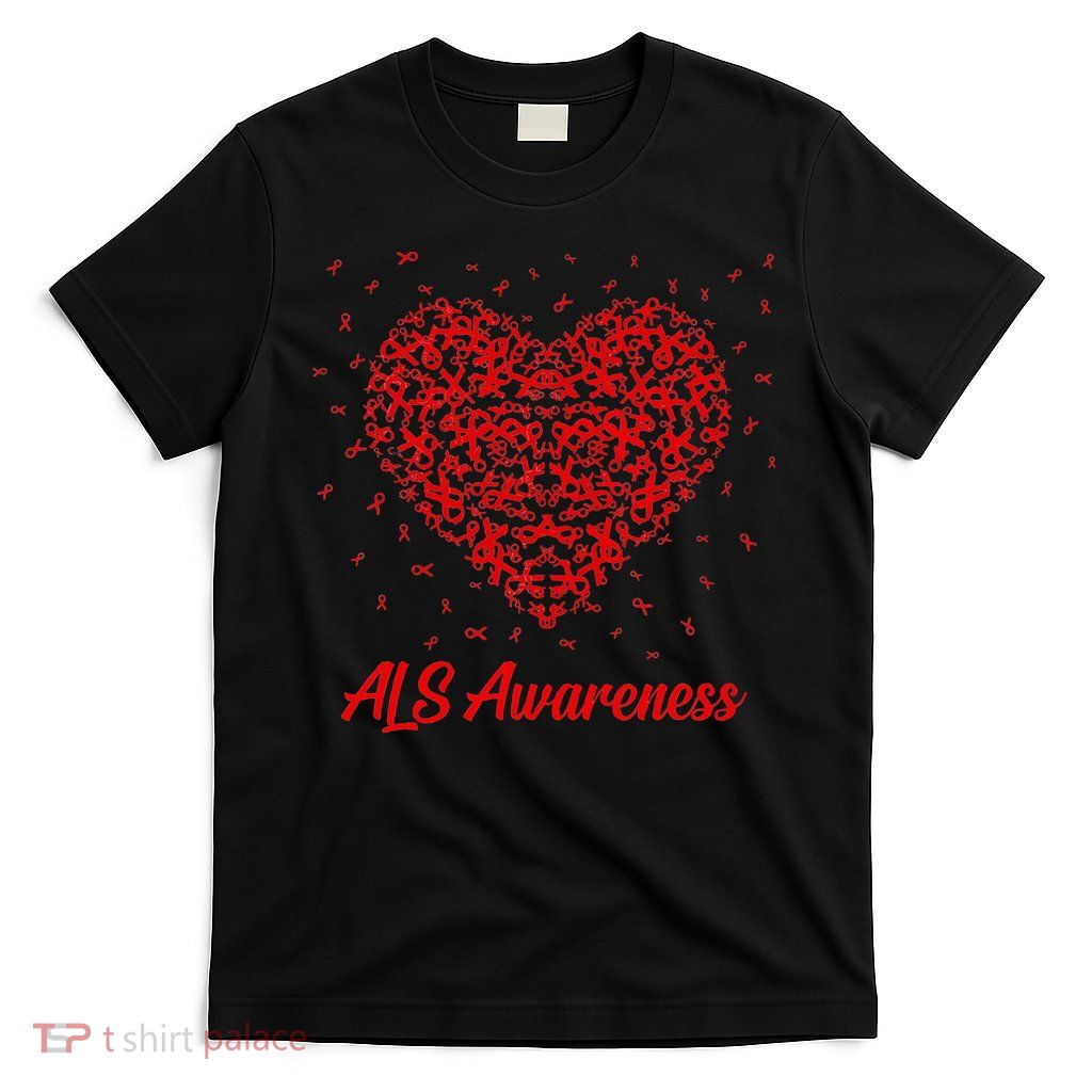 Red Heart Ribbon ALS Awareness T-Shirt