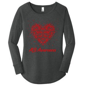 Red Heart Ribbon ALS Awareness Women's Perfect Tri Tunic Long Sleeve Shirt