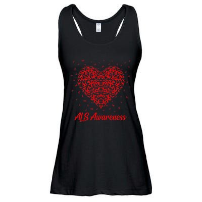 Red Heart Ribbon ALS Awareness Ladies Essential Flowy Tank