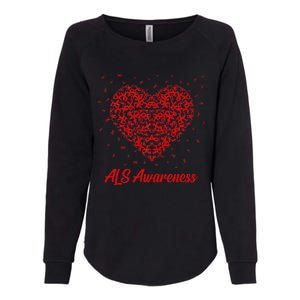 Red Heart Ribbon ALS Awareness Womens California Wash Sweatshirt