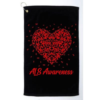 Red Heart Ribbon ALS Awareness Golf Towel
