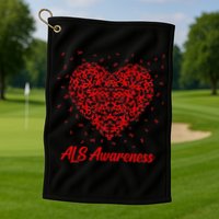 Red Heart Ribbon ALS Awareness Golf Towel