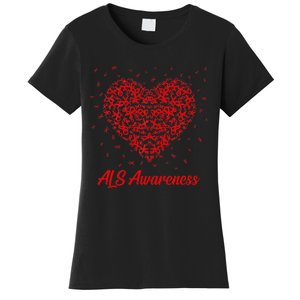 Red Heart Ribbon ALS Awareness Women's T-Shirt