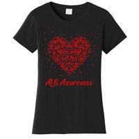 Red Heart Ribbon ALS Awareness Women's T-Shirt