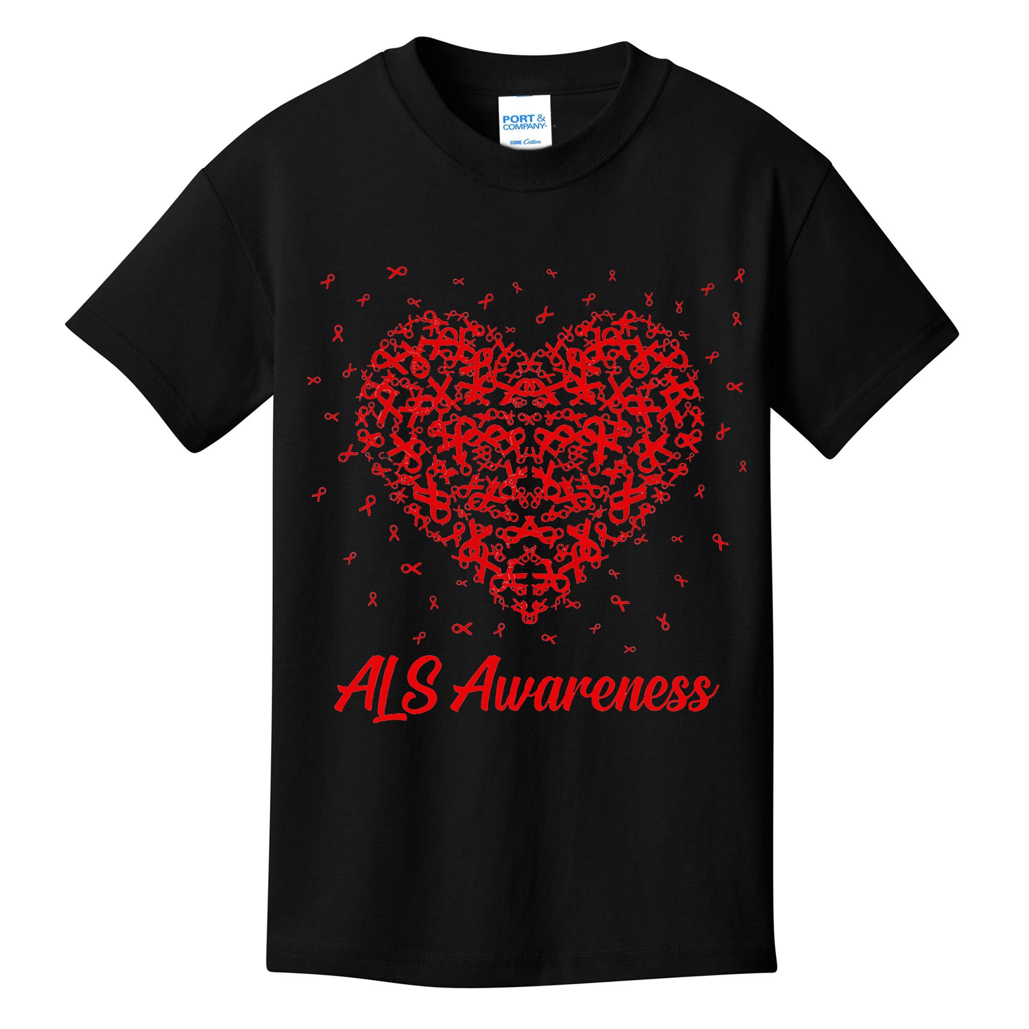 Red Heart Ribbon ALS Awareness Kids T-Shirt
