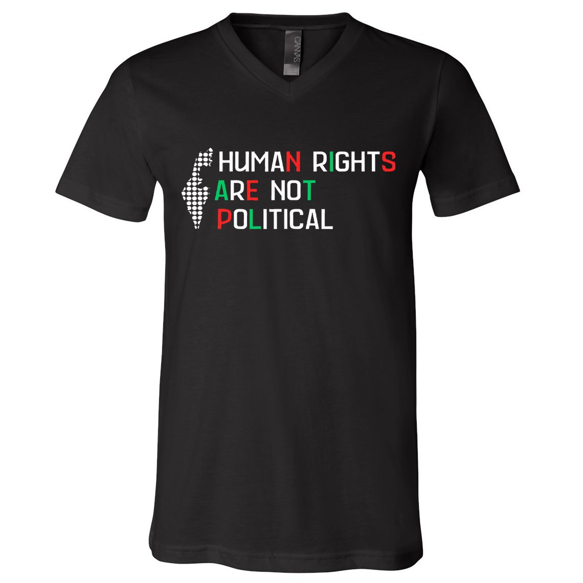 retro Human Rights Are Not Political Support Palestine  V-Neck T-Shirt