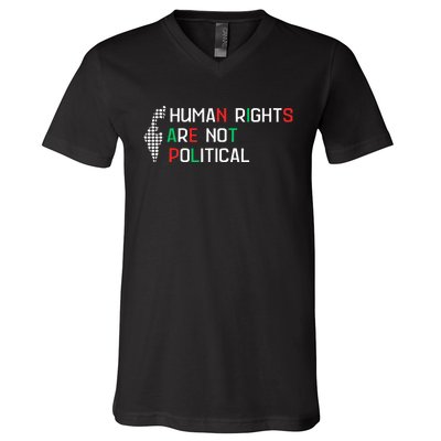 retro Human Rights Are Not Political Support Palestine  V-Neck T-Shirt