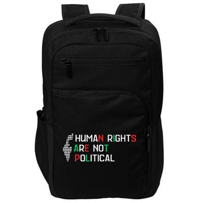 retro Human Rights Are Not Political Support Palestine  Impact Tech Backpack