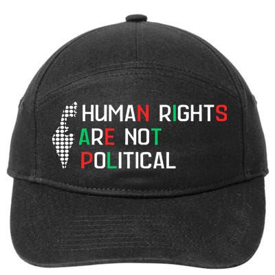 retro Human Rights Are Not Political Support Palestine  7-Panel Snapback Hat
